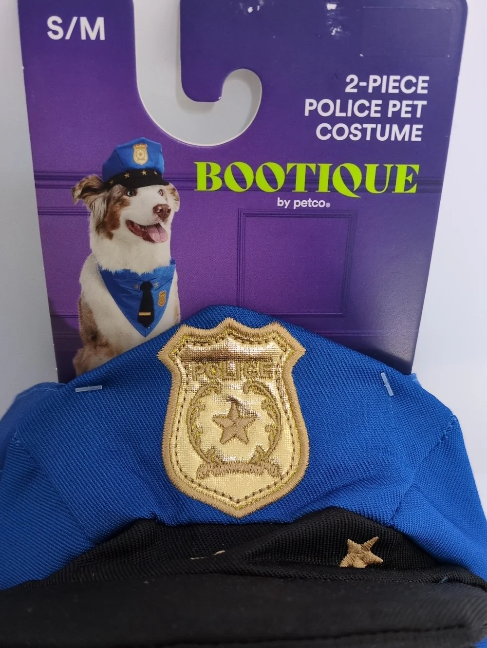 NWT Bootique 2-Piece Police Pet Costume Set S/M Halloween Dog Cat Hat & Bandana